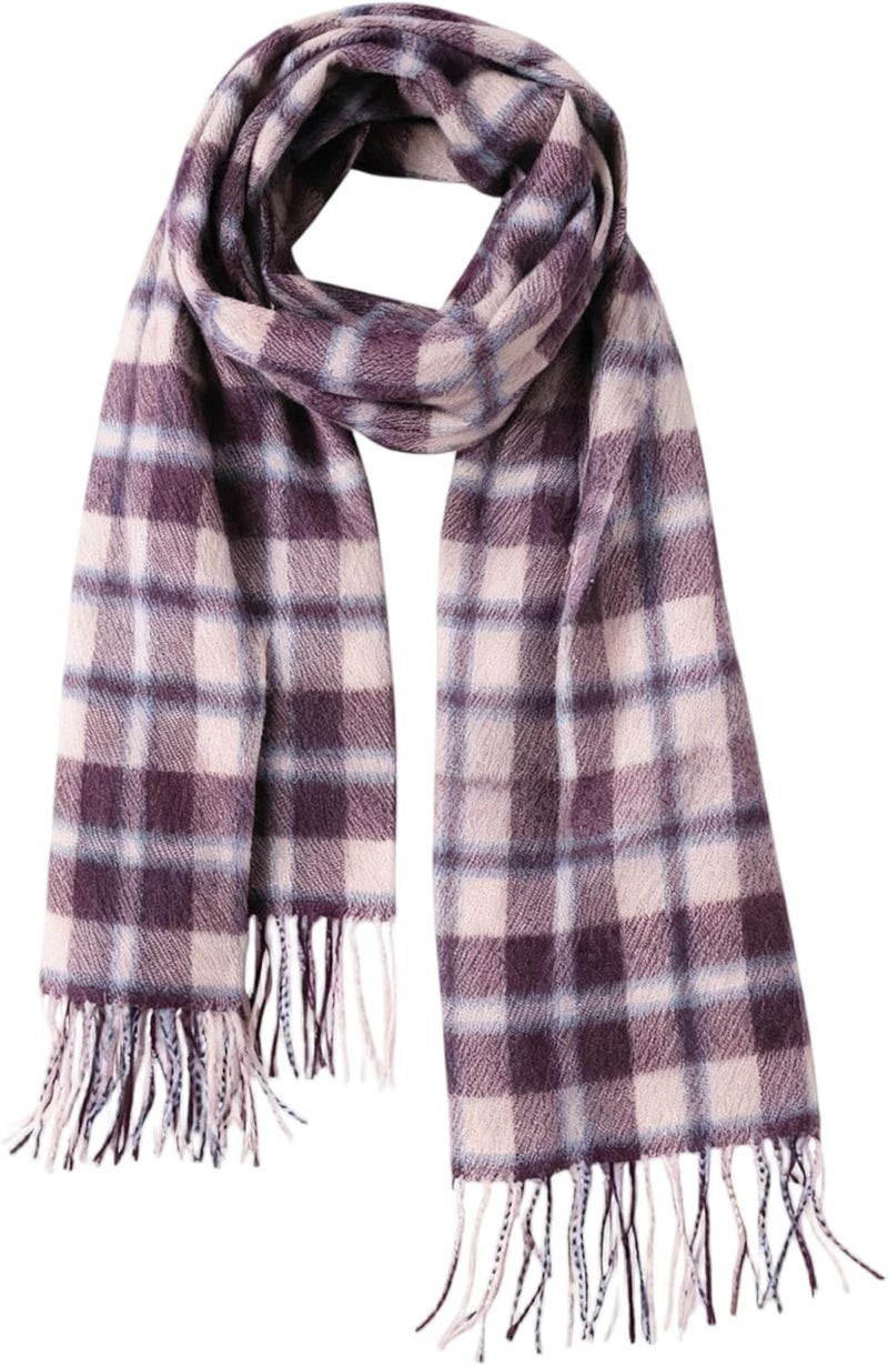 SKNSOFT Winter Wool Plaid Scarf for Men,Women Fashion Tartan Wrap Checkered Scarves - Image 1